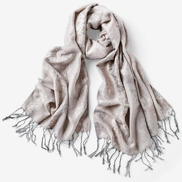 White House Black Market Accessories - WHBM Jacquard Fringe Oblong Scarf